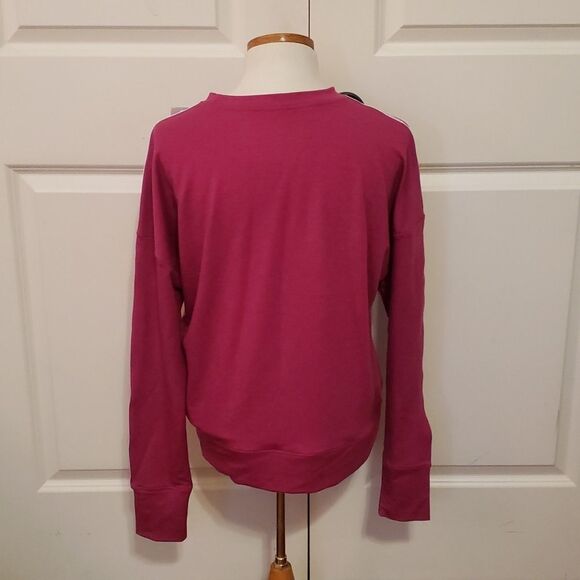 Under Armour Womens Rival Terry Taped Crew Pink Long Sleeve Top Sz Medium NWT - Picture 2 of 5